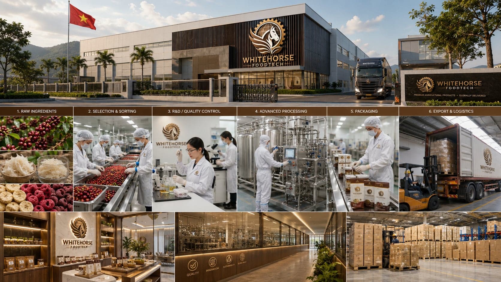 Whitehorse Foodtech processing facility — from raw ingredients to export logistics