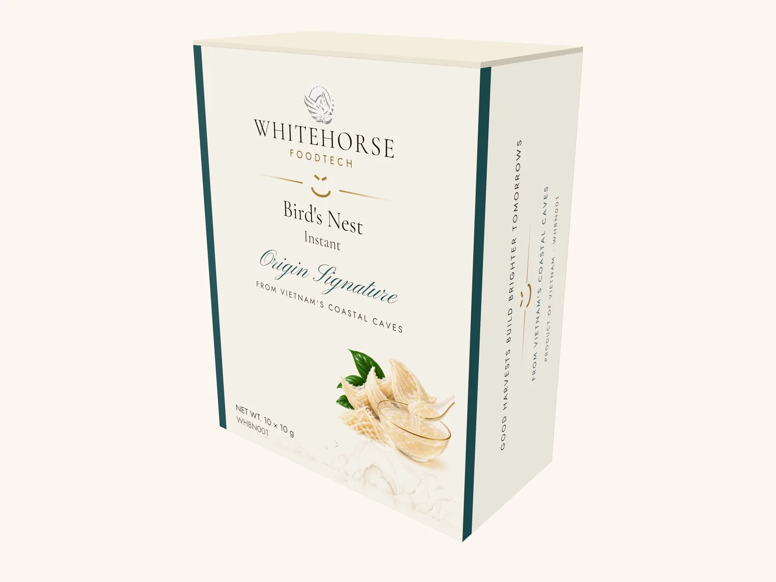 Packaging concept render: instant bird's nest in a carton of 10 × 10 g sachets
